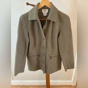 Vintage Talbots Small Green Alpaca Blend Wool Chore Coat